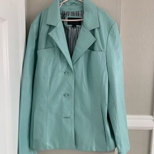 adorable blue leather jacket!